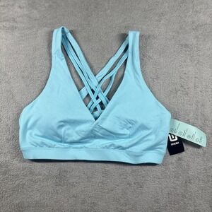 NWT Ideology Women's Cross Straps Low Impact Padded Sports Bra Light Blue Size L